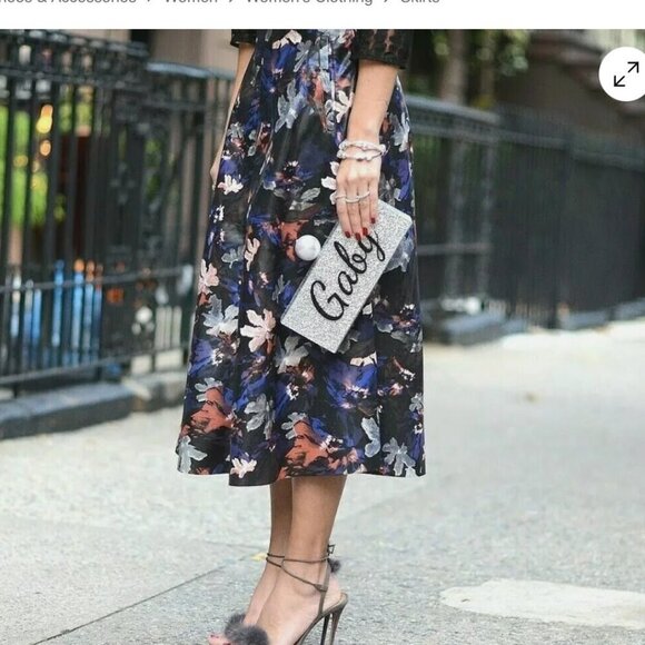 ZARA Floral Printed Faux Leather Effect A-Line High Waist Skirt 7418/041 Small - Picture 3 of 10